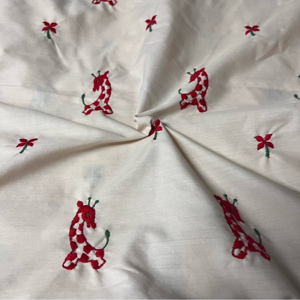 Embroidered Cotton Blend Giraffe Floral Fabric 45 X 2.5 Yards